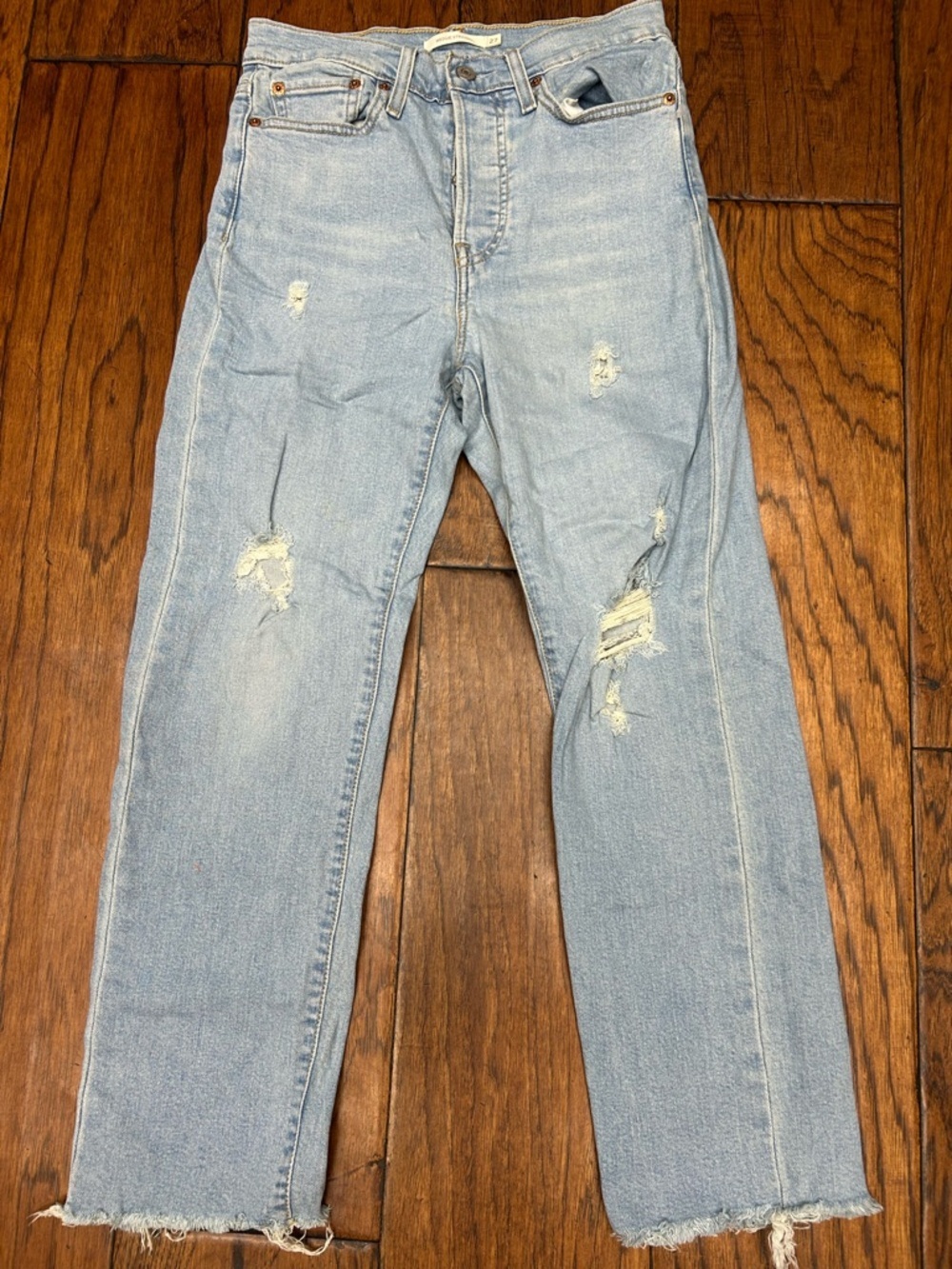 Levi's Light Blue Wedgie Straight Distressed Jeans